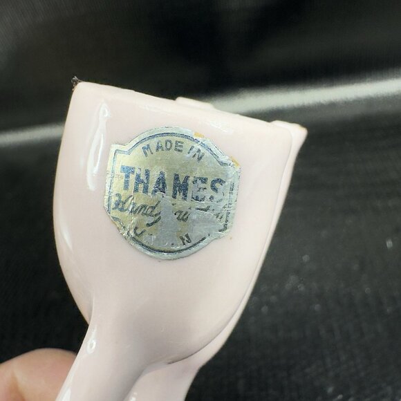 Thames Pink Ceramic Poodle Figurines Gold Bows Rhinestone Eyes Spaghetti Set 3 - Picture 8 of 15